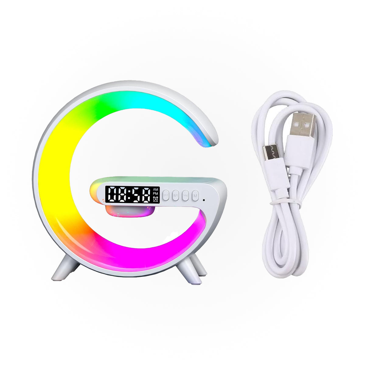 Smart G Shape Lamp – Wireless Charger with Built-in Speaker & Alarm Clock Smart G Shape Lamp – Wireless Charger with Built-in Speaker & Alarm Clock
